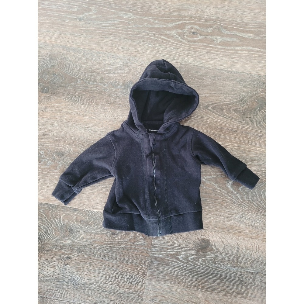Pact Baby Full Zip Hoodie Black 100% Organic Cotton 0-3 Months Sweatshirt #6